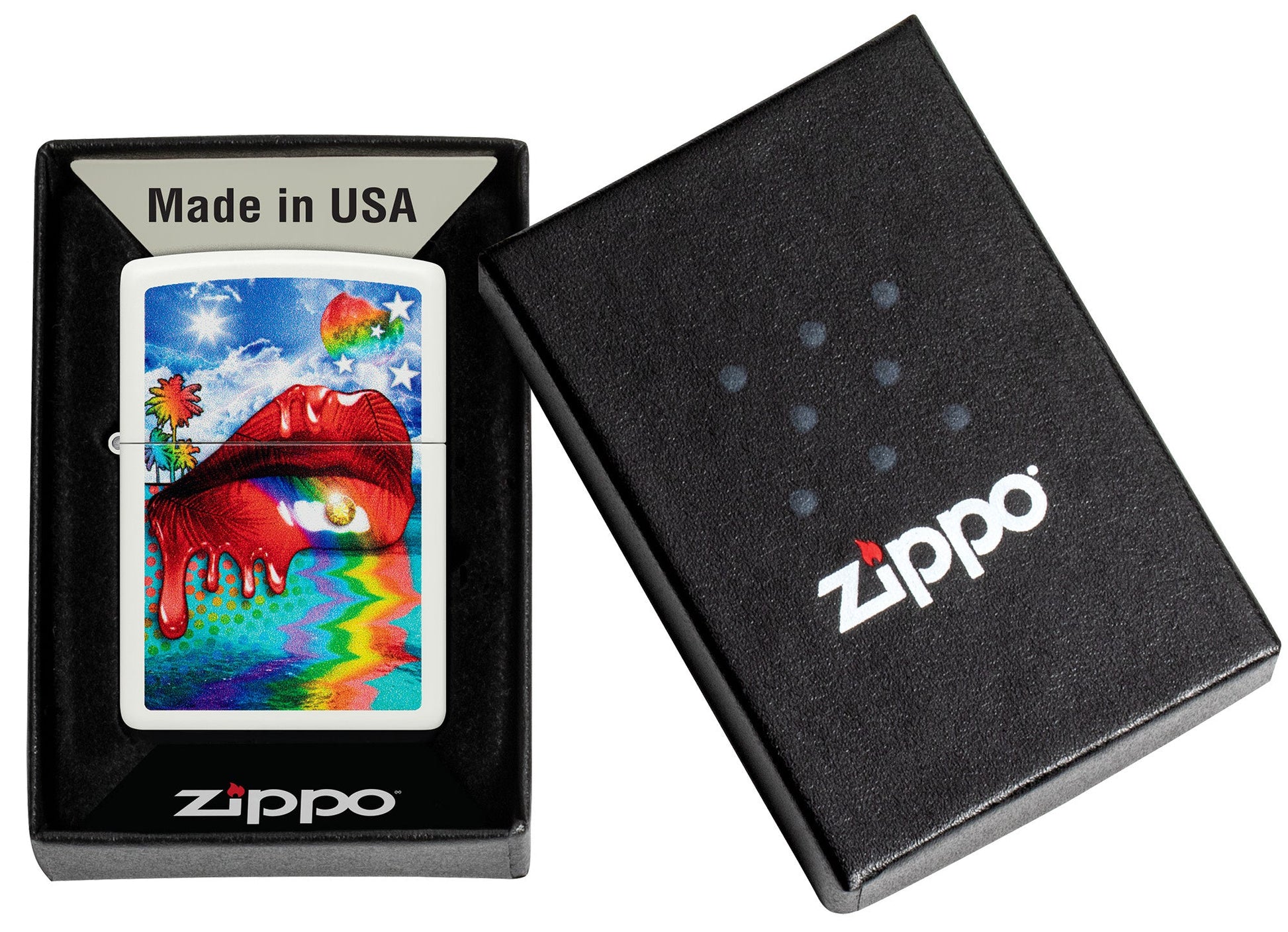 Zippo Gleaming Lips Design White Matte Windproof Lighter