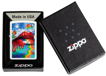 Zippo Gleaming Lips Design White Matte Windproof Lighter