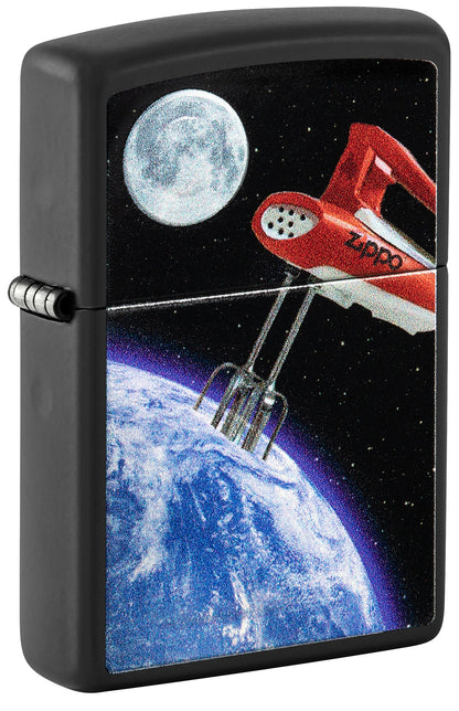 Zippo Earth Mix Design Texture Print Black Matte Windproof Lighter