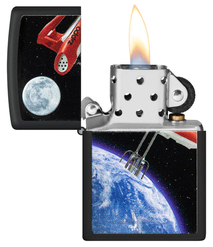 Zippo Earth Mix Design Texture Print Black Matte Windproof Lighter