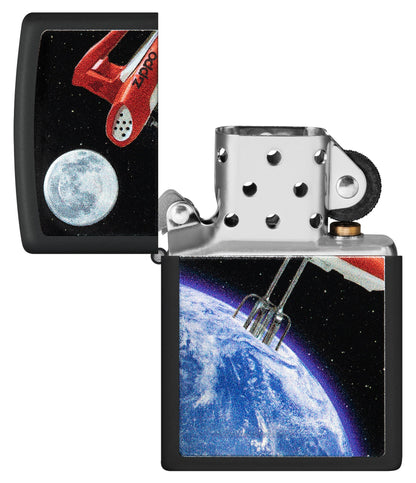 Zippo Earth Mix Design Texture Print Black Matte Windproof Lighter
