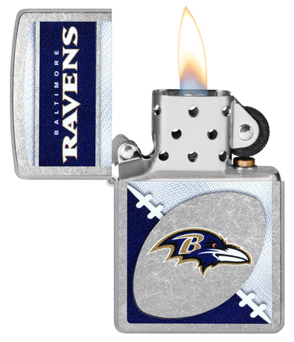 Zippo NFL Baltimore Ravens Chrome Logo Design Street Chrome Windproof Lighter
