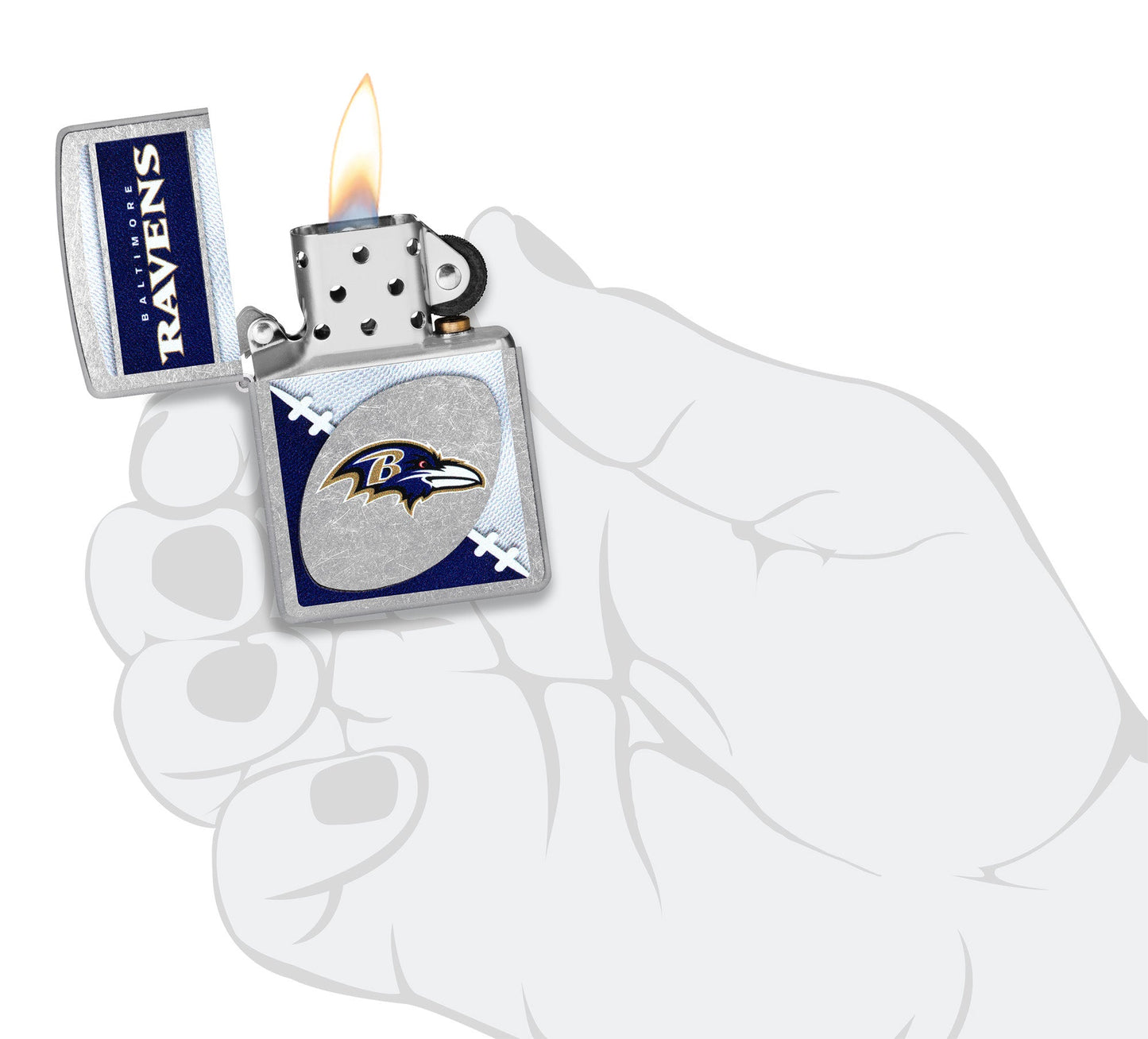 Zippo NFL Baltimore Ravens Chrome Logo Design Street Chrome Windproof Lighter