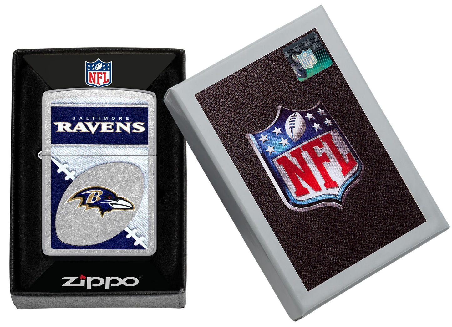 Zippo NFL Baltimore Ravens Chrome Logo Design Street Chrome Windproof Lighter
