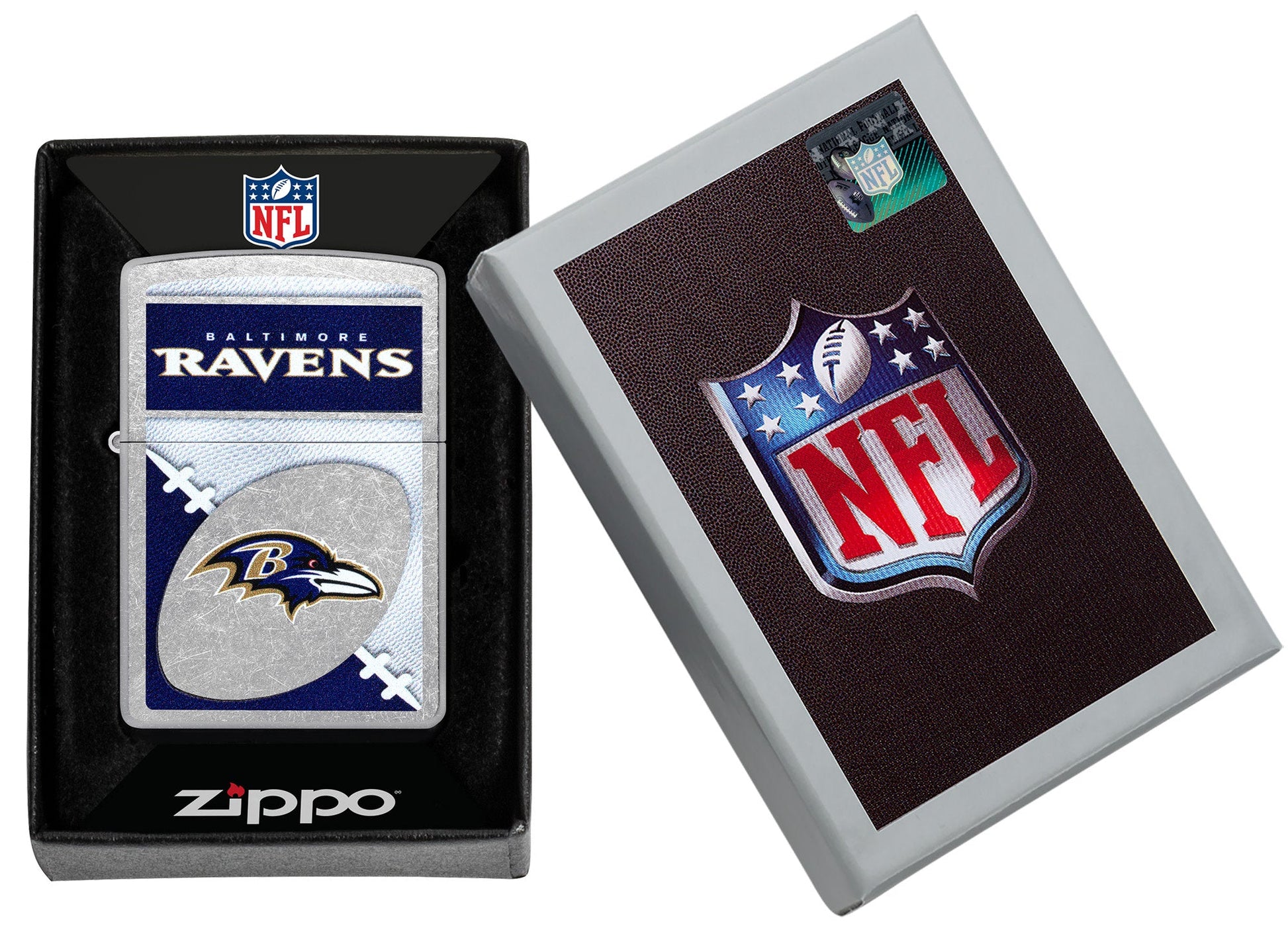 Zippo NFL Baltimore Ravens Chrome Logo Design Street Chrome Windproof Lighter