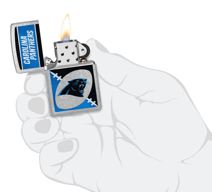 Zippo NFL Carolina Panthers Chrome Logo Design Street Chrome Windproof Lighter