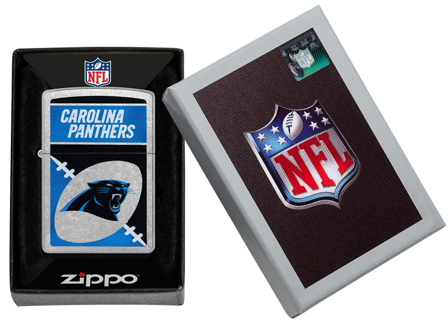 Zippo NFL Carolina Panthers Chrome Logo Design Street Chrome Windproof Lighter