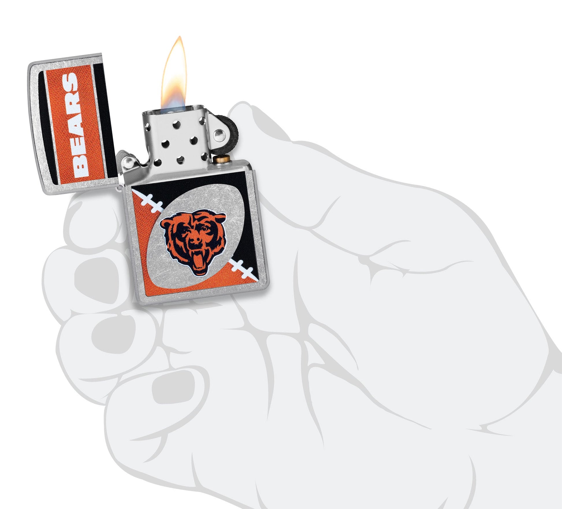 Zippo NFL Chicago Bears Chrome Logo Design Street Chrome Windproof Lighter