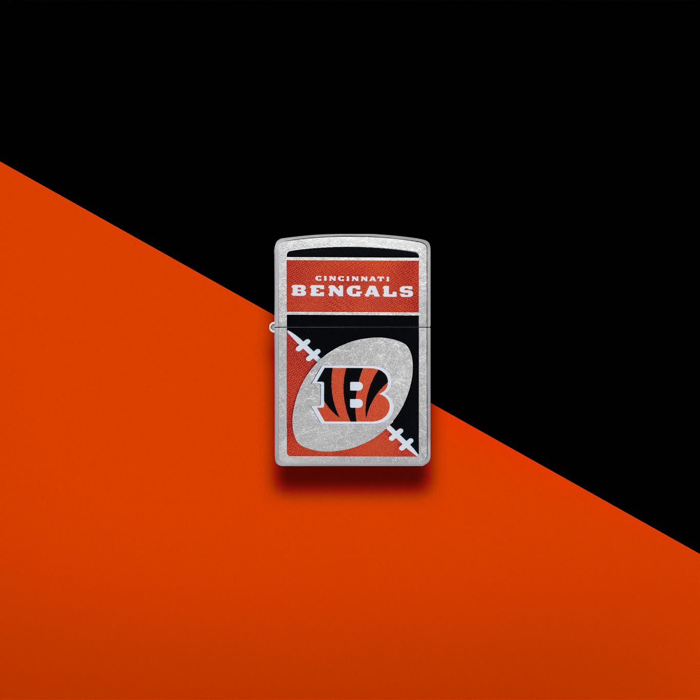 Zippo NFL Cincinnati Bengals Chrome Logo Design Street Chrome Windproof Lighter