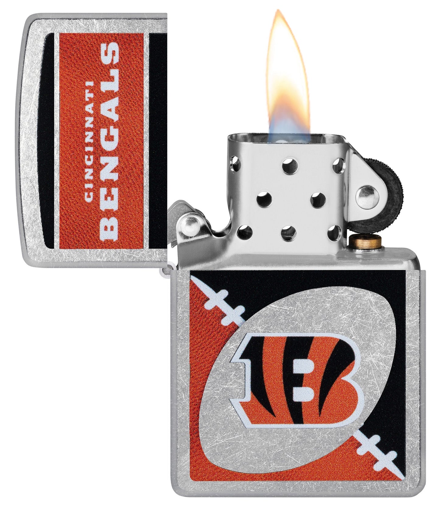 Zippo NFL Cincinnati Bengals Chrome Logo Design Street Chrome Windproof Lighter