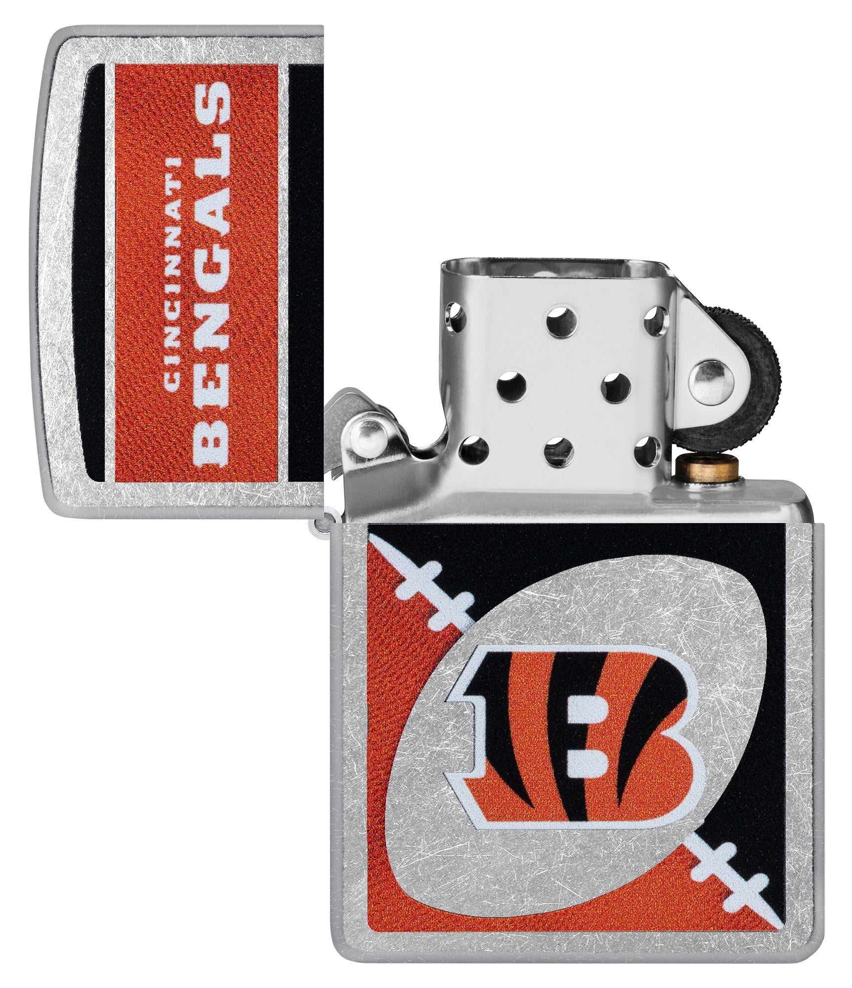 Zippo NFL Cincinnati Bengals Chrome Logo Design Street Chrome Windproof Lighter