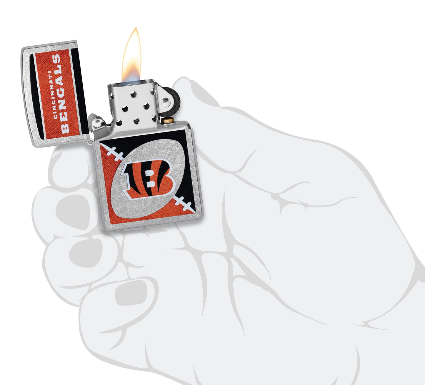 Zippo NFL Cincinnati Bengals Chrome Logo Design Street Chrome Windproof Lighter