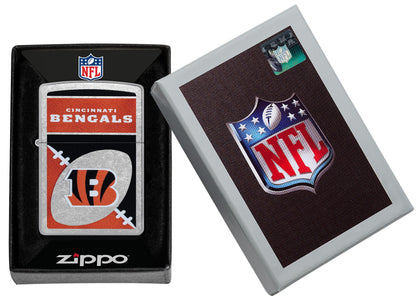 Zippo NFL Cincinnati Bengals Chrome Logo Design Street Chrome Windproof Lighter