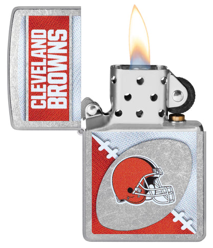 Zippo NFL Cleveland Browns Chrome Logo Design Street Chrome Windproof Lighter