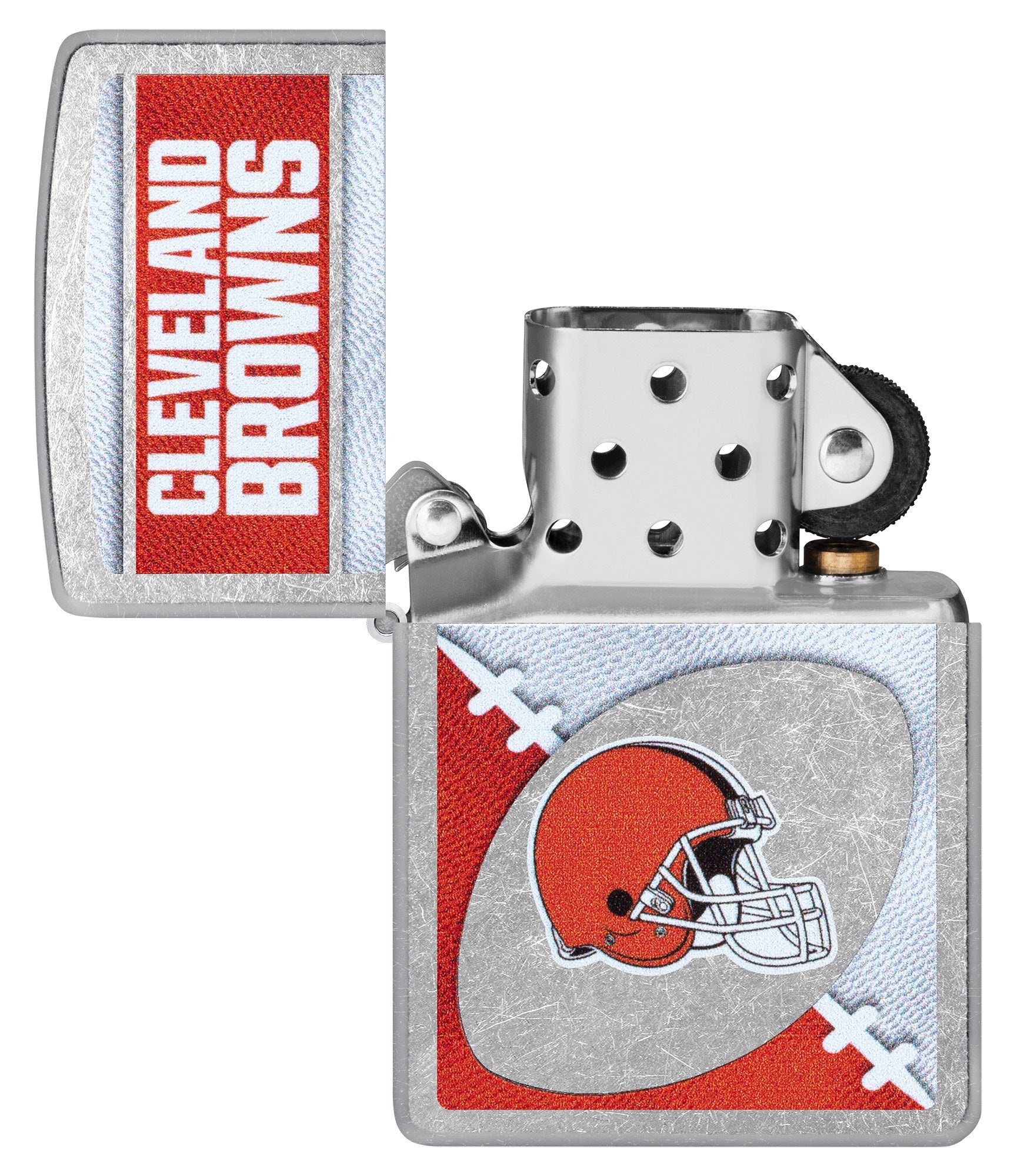Zippo NFL Cleveland Browns Chrome Logo Design Street Chrome Windproof Lighter