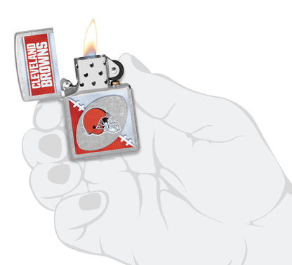Zippo NFL Cleveland Browns Chrome Logo Design Street Chrome Windproof Lighter