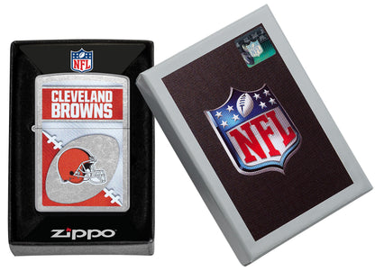 Zippo NFL Cleveland Browns Chrome Logo Design Street Chrome Windproof Lighter