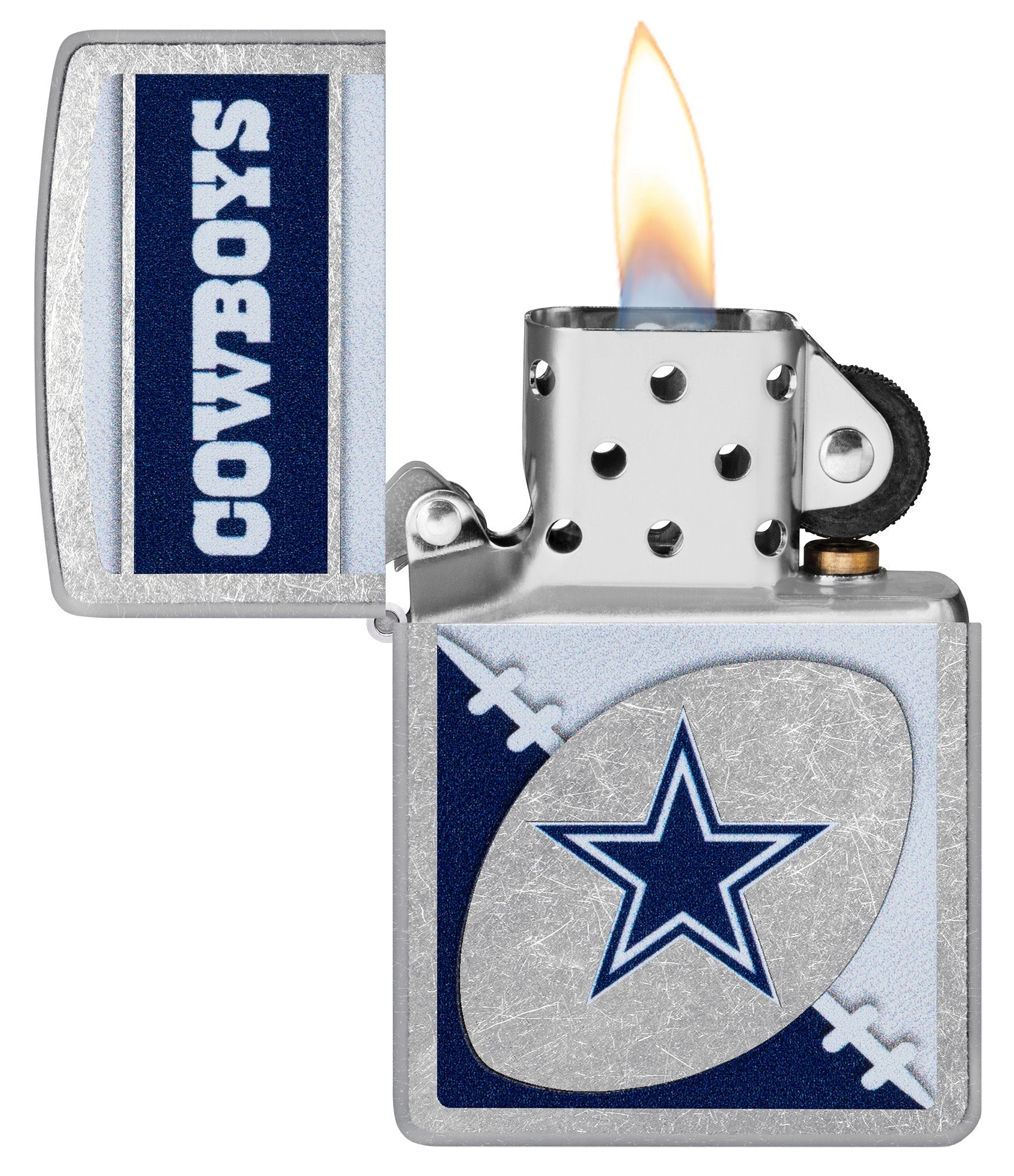 Zippo NFL Dallas Cowboys Chrome Logo Design Street Chrome Windproof Lighter