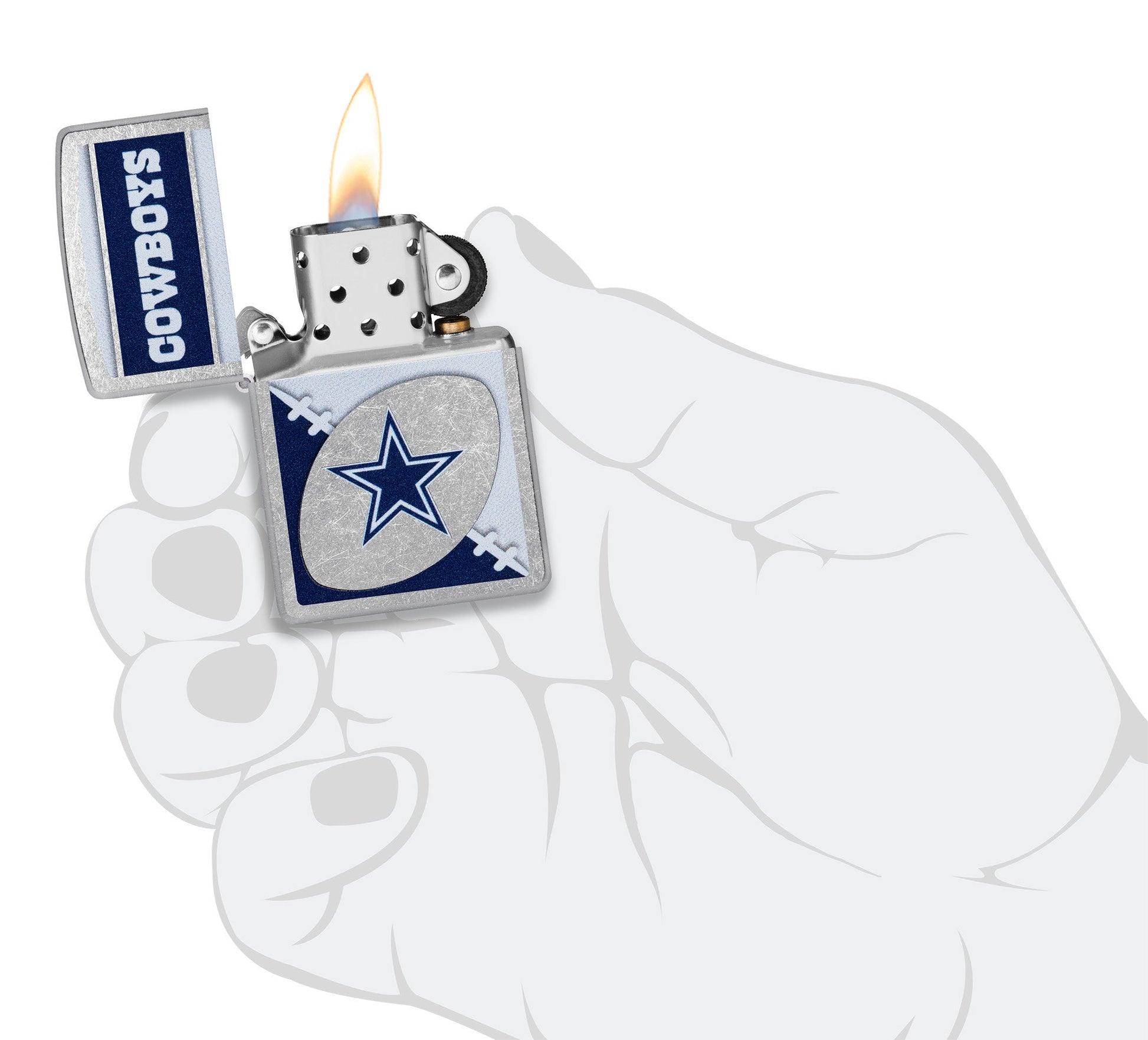 Zippo NFL Dallas Cowboys Chrome Logo Design Street Chrome Windproof Lighter
