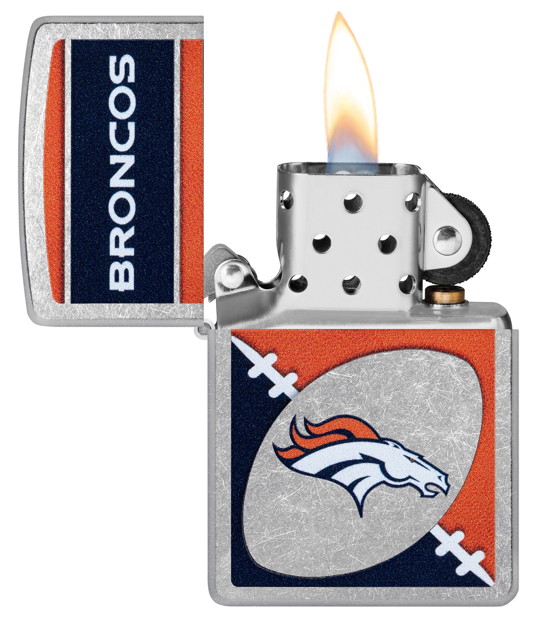 Zippo NFL Denver Broncos Chrome Logo Design Street Chrome Windproof Lighter