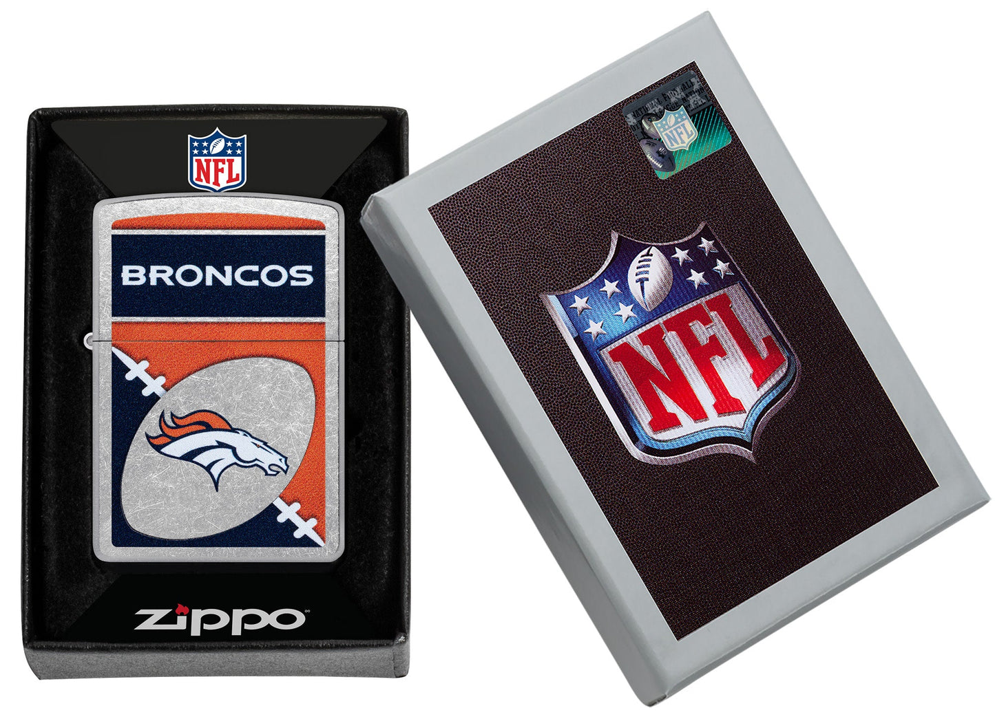 Zippo NFL Denver Broncos Chrome Logo Design Street Chrome Windproof Lighter