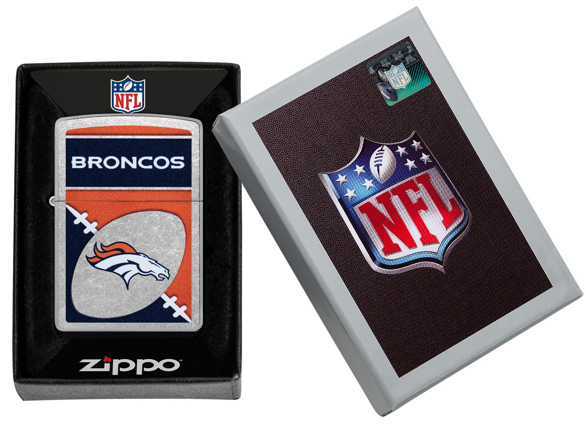 Zippo NFL Denver Broncos Chrome Logo Design Street Chrome Windproof Lighter