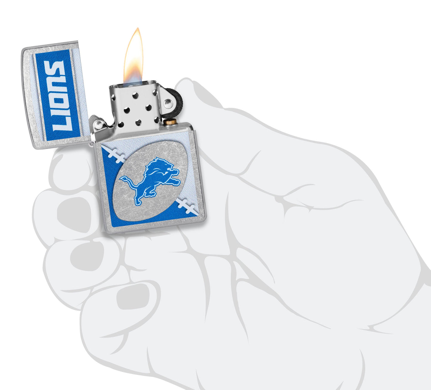Zippo NFL Detroit Lions Chrome Logo Design Street Chrome Windproof Lighter