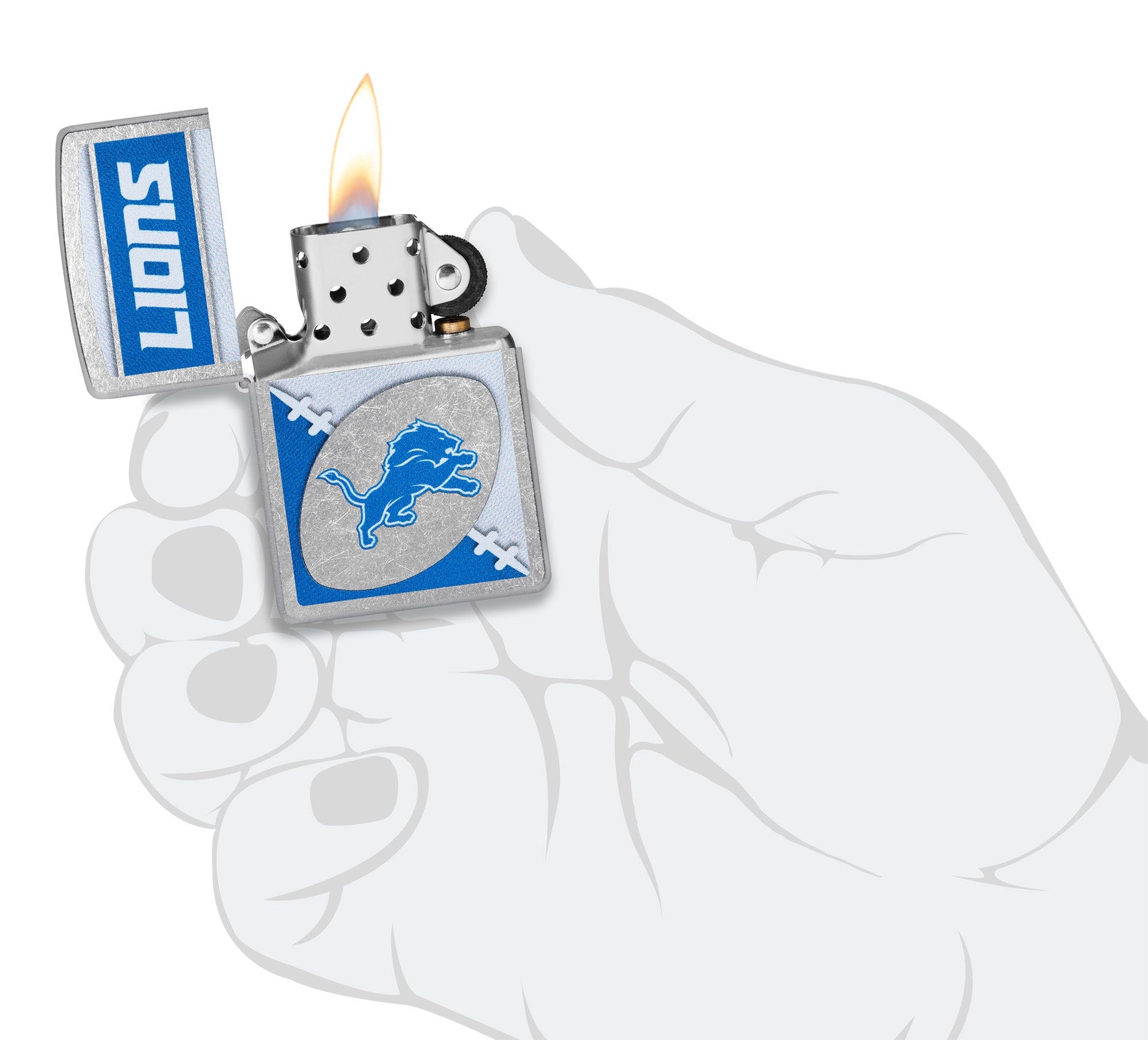 Zippo NFL Detroit Lions Chrome Logo Design Street Chrome Windproof Lighter