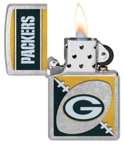 Zippo NFL Green Bay Packers Chrome Logo Design Street Chrome Windproof Lighter