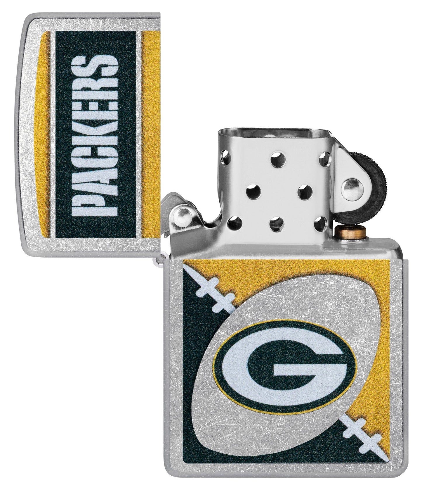 Zippo NFL Green Bay Packers Chrome Logo Design Street Chrome Windproof Lighter