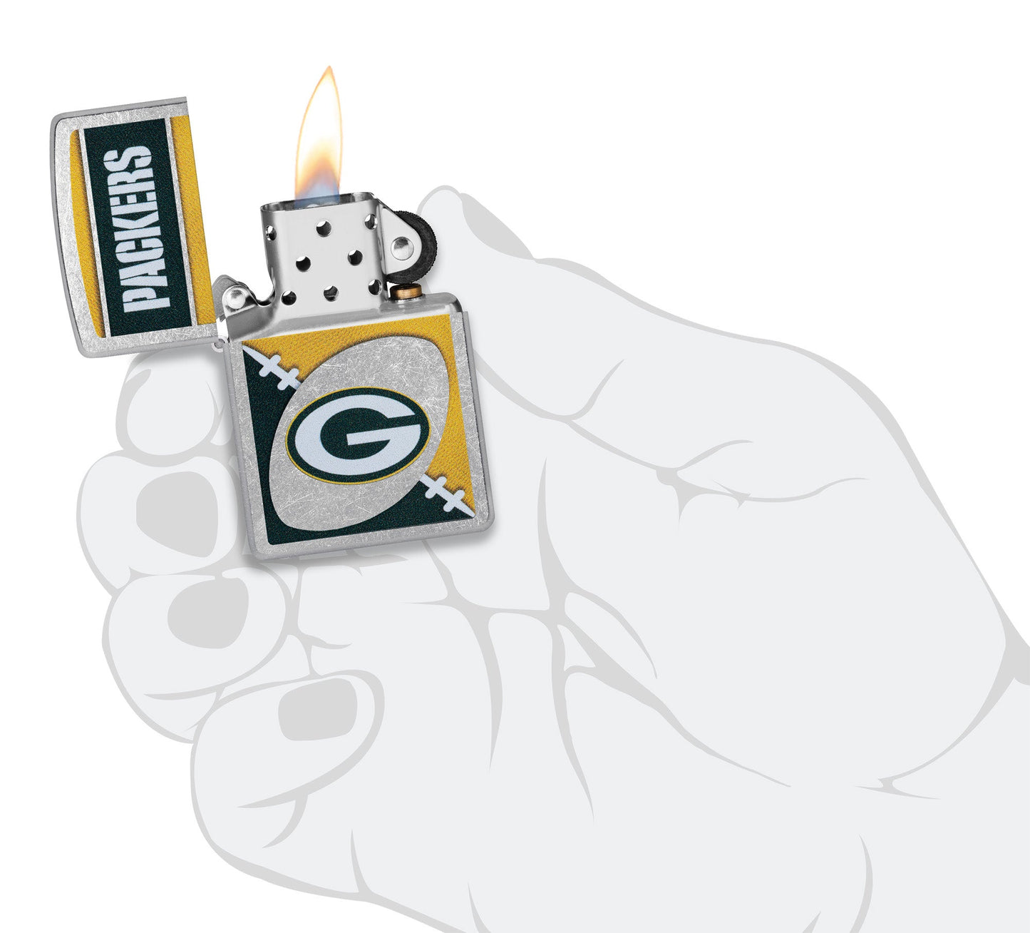 Zippo NFL Green Bay Packers Chrome Logo Design Street Chrome Windproof Lighter