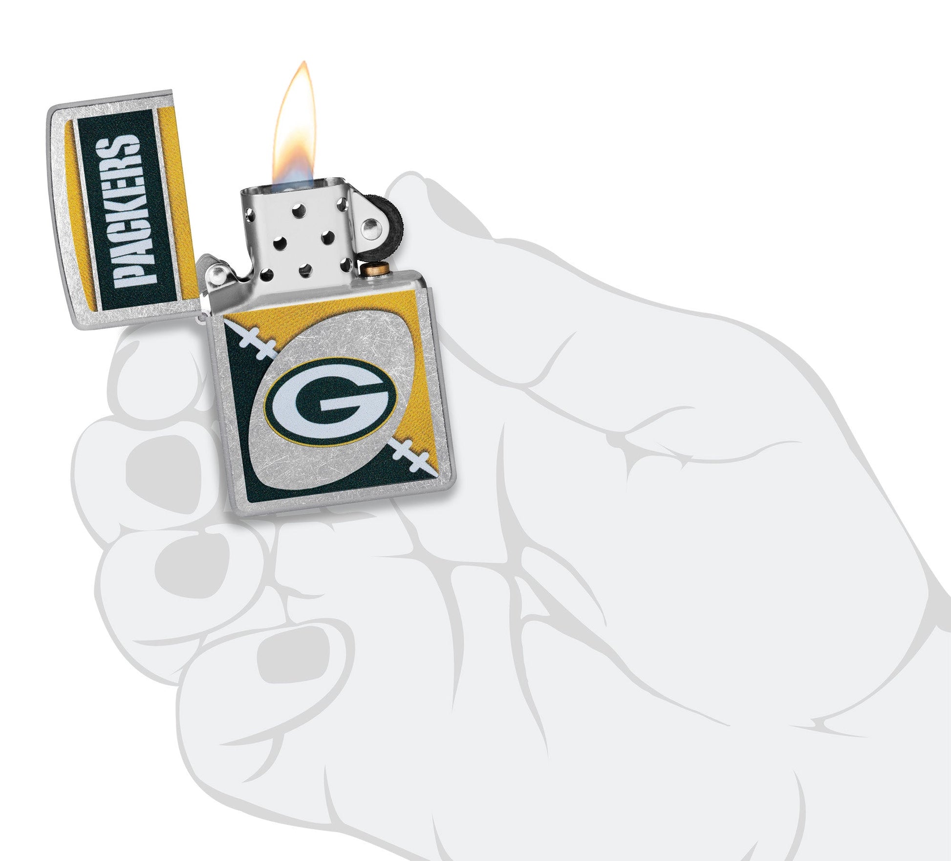 Zippo NFL Green Bay Packers Chrome Logo Design Street Chrome Windproof Lighter