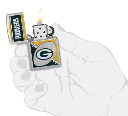 Zippo NFL Green Bay Packers Chrome Logo Design Street Chrome Windproof Lighter