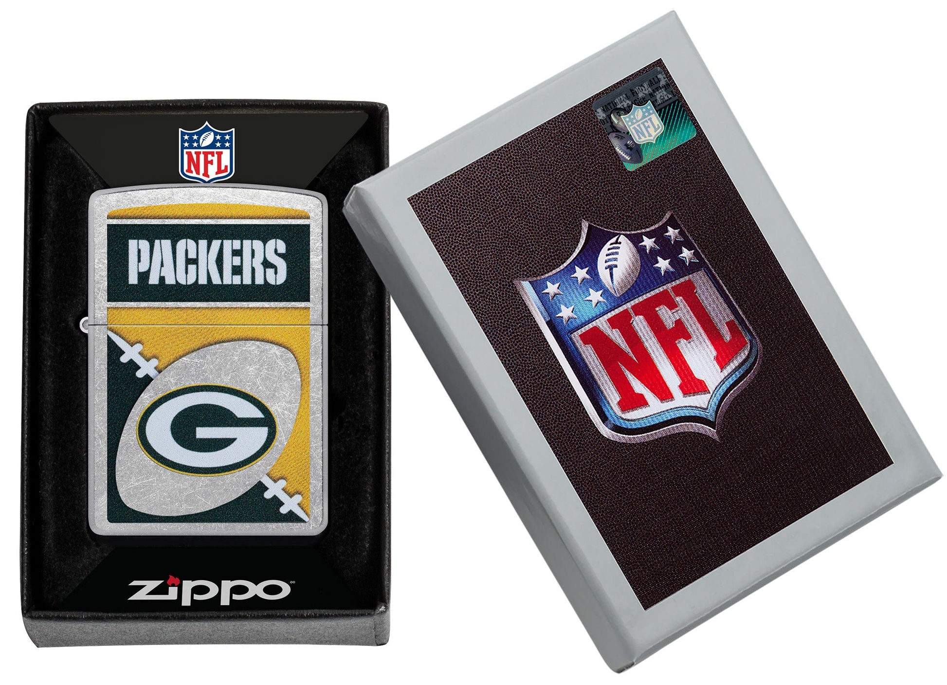 Zippo NFL Green Bay Packers Chrome Logo Design Street Chrome Windproof Lighter