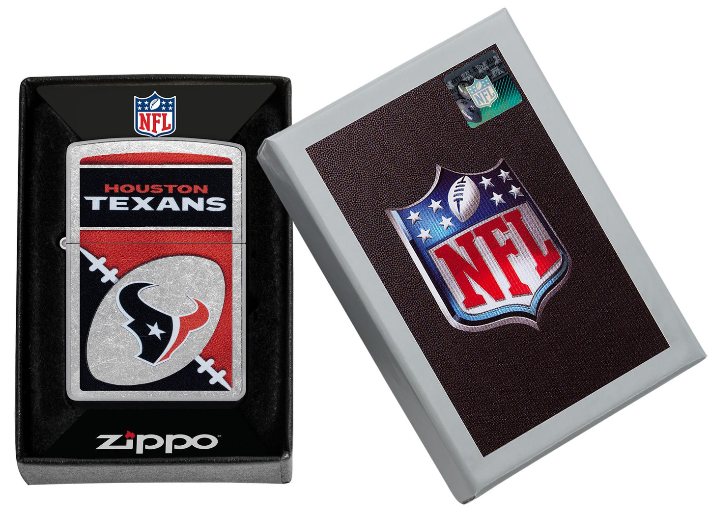Zippo NFL Houston Texans Chrome Logo Design Street Chrome Windproof Lighter