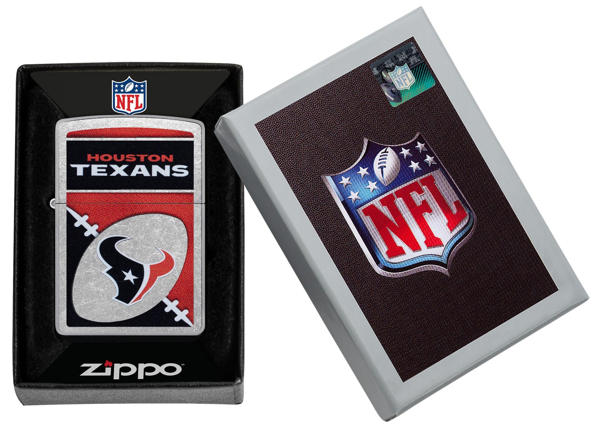 Zippo NFL Houston Texans Chrome Logo Design Street Chrome Windproof Lighter