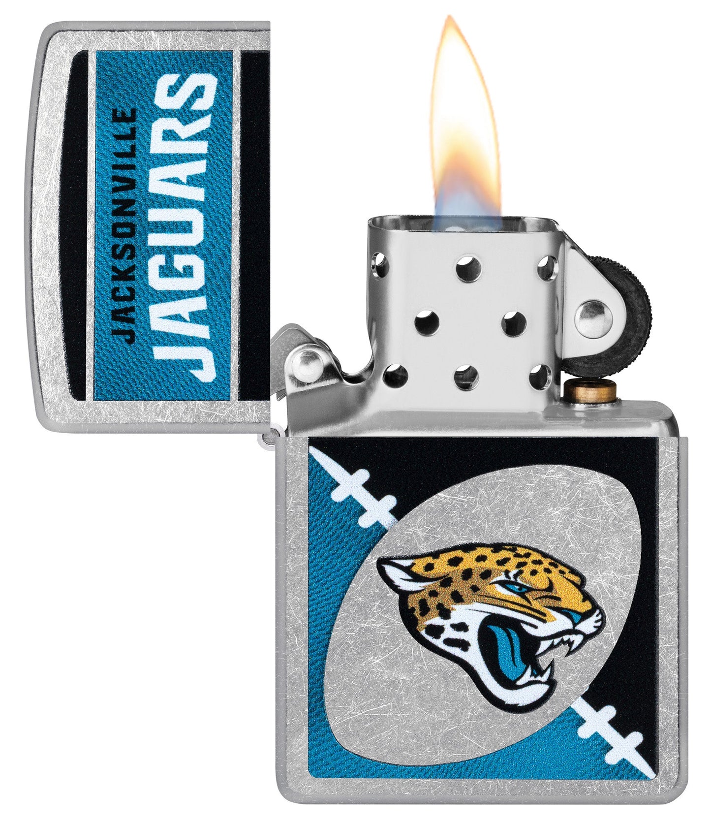 Zippo NFL Jacksonville Jaguars Chrome Logo Design Street Chrome Windproof Lighter