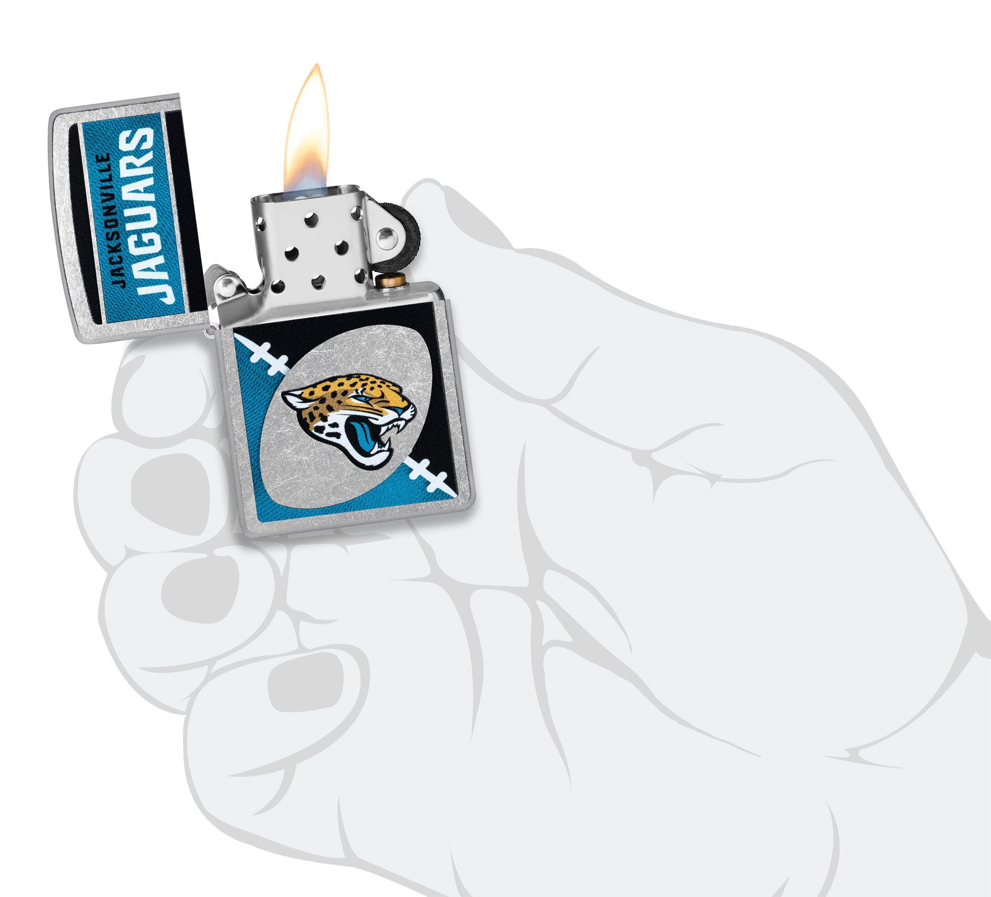 Zippo NFL Jacksonville Jaguars Chrome Logo Design Street Chrome Windproof Lighter