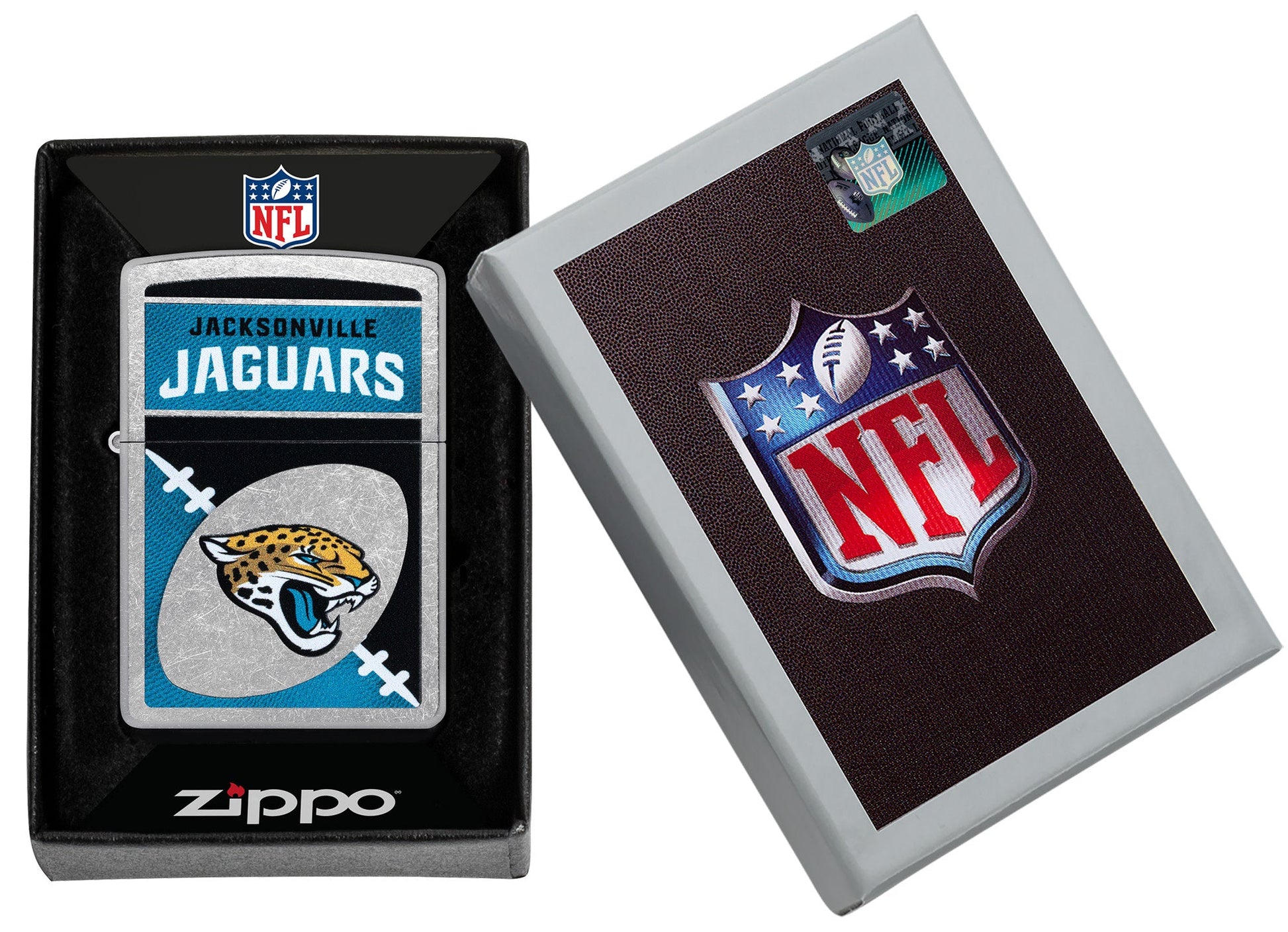 Zippo NFL Jacksonville Jaguars Chrome Logo Design Street Chrome Windproof Lighter