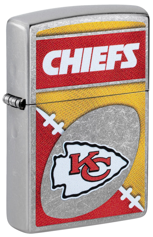 Zippo NFL Kansas City Chiefs Chrome Logo Design Street Chrome Windproof Lighter