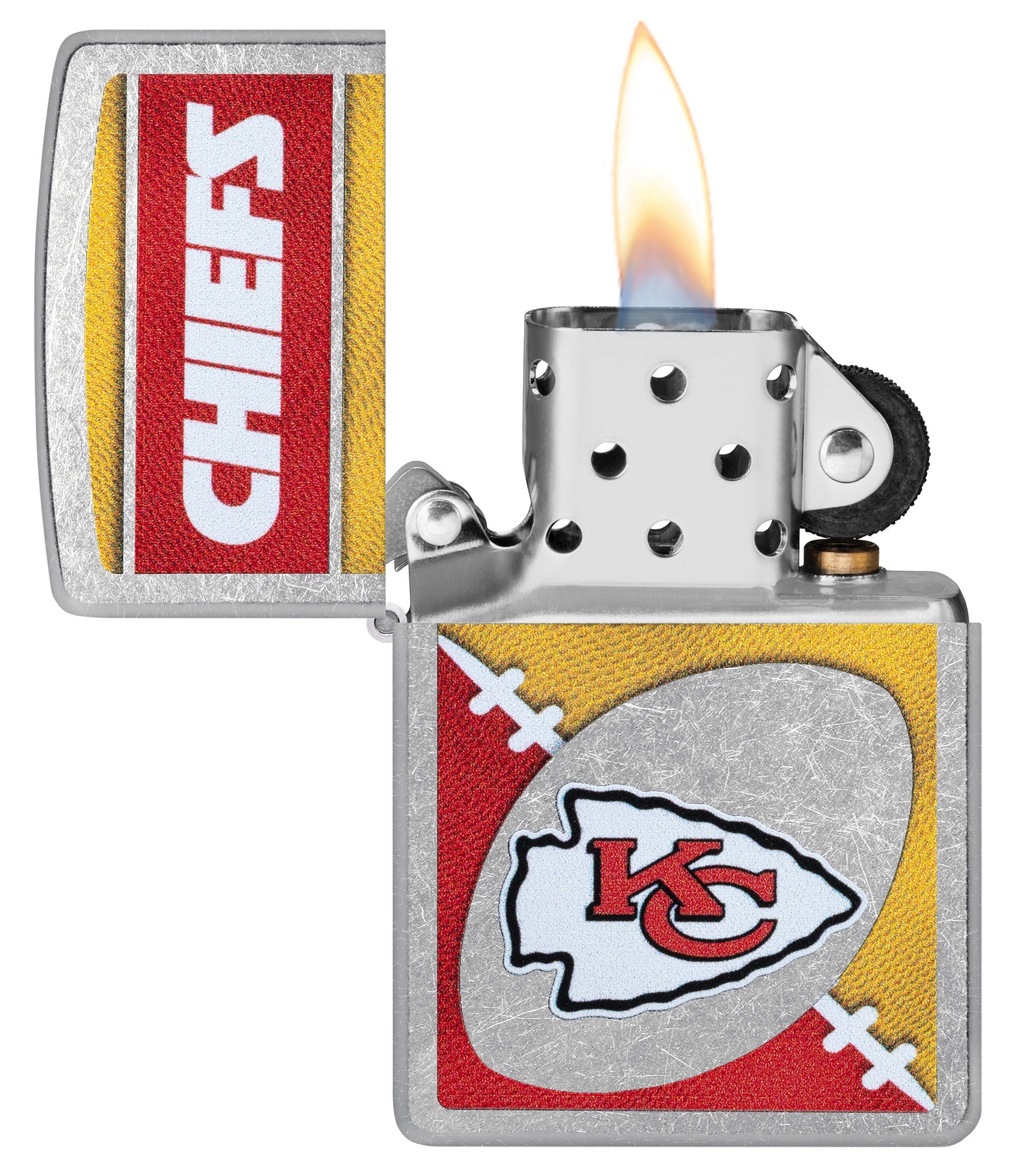 Zippo NFL Kansas City Chiefs Chrome Logo Design Street Chrome Windproof Lighter