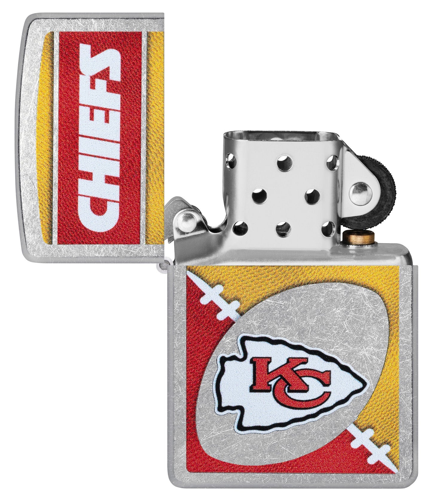 Zippo NFL Kansas City Chiefs Chrome Logo Design Street Chrome Windproof Lighter
