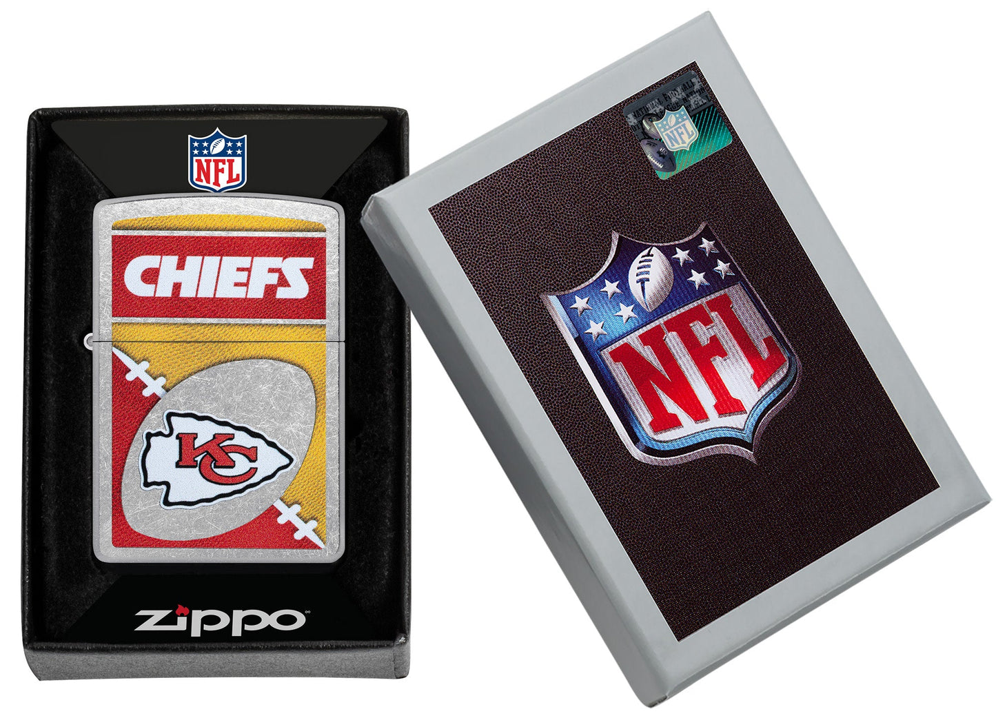 Zippo NFL Kansas City Chiefs Chrome Logo Design Street Chrome Windproof Lighter