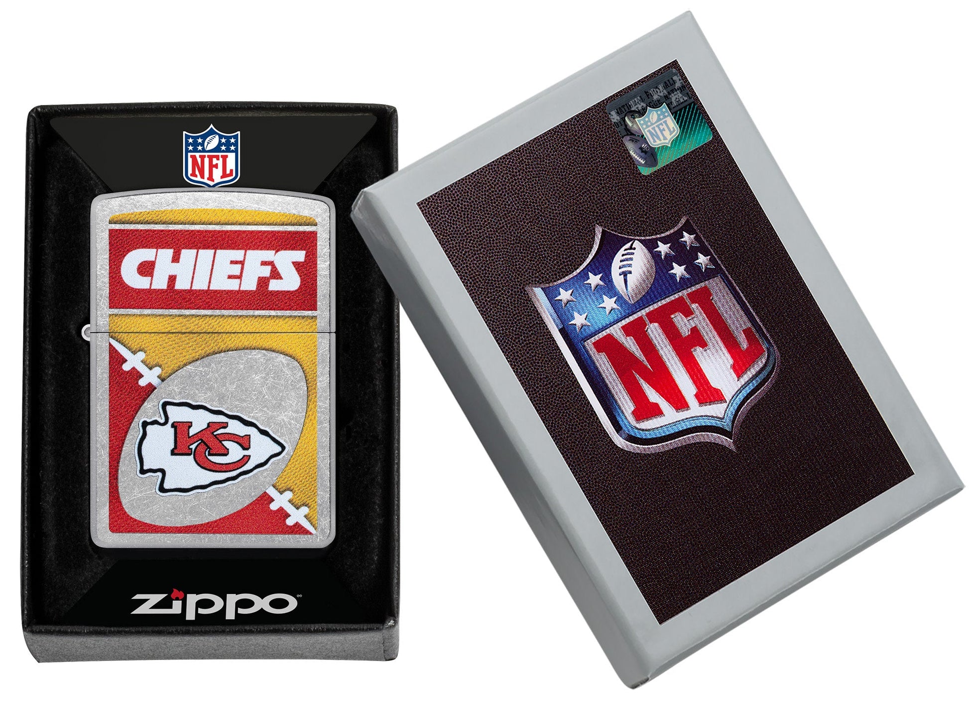 Zippo NFL Kansas City Chiefs Chrome Logo Design Street Chrome Windproof Lighter