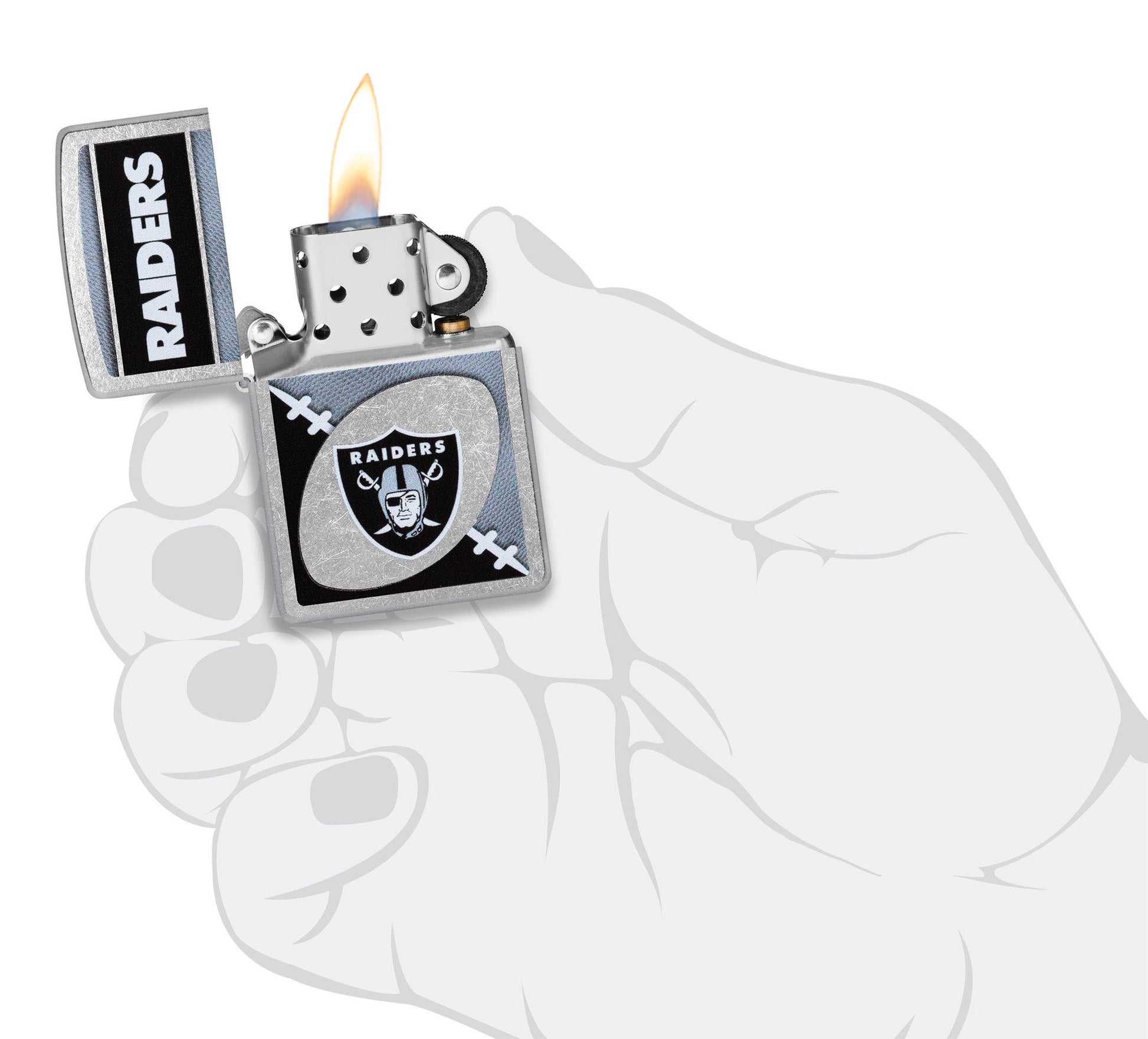 Zippo NFL Las Vegas Raiders Chrome Logo Design Street Chrome Windproof Lighter