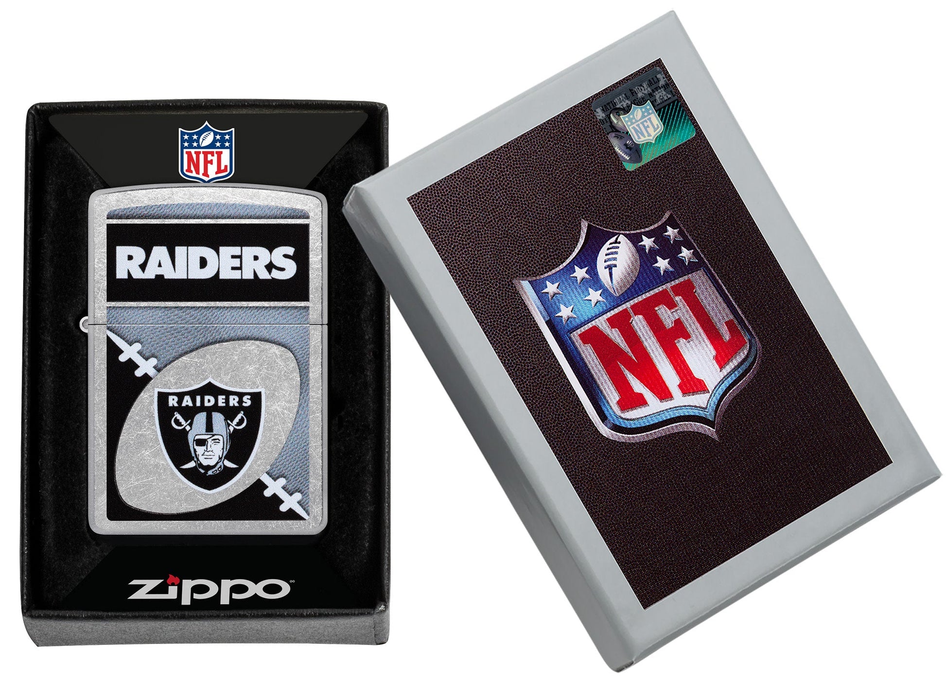 Zippo NFL Las Vegas Raiders Chrome Logo Design Street Chrome Windproof Lighter