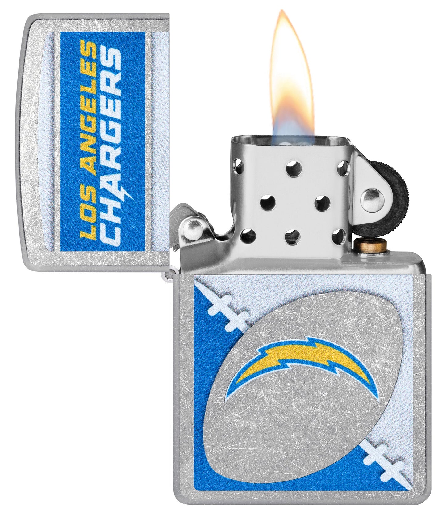 Zippo NFL Los Angeles Chargers Chrome Logo Design Street Chrome Windproof Lighter