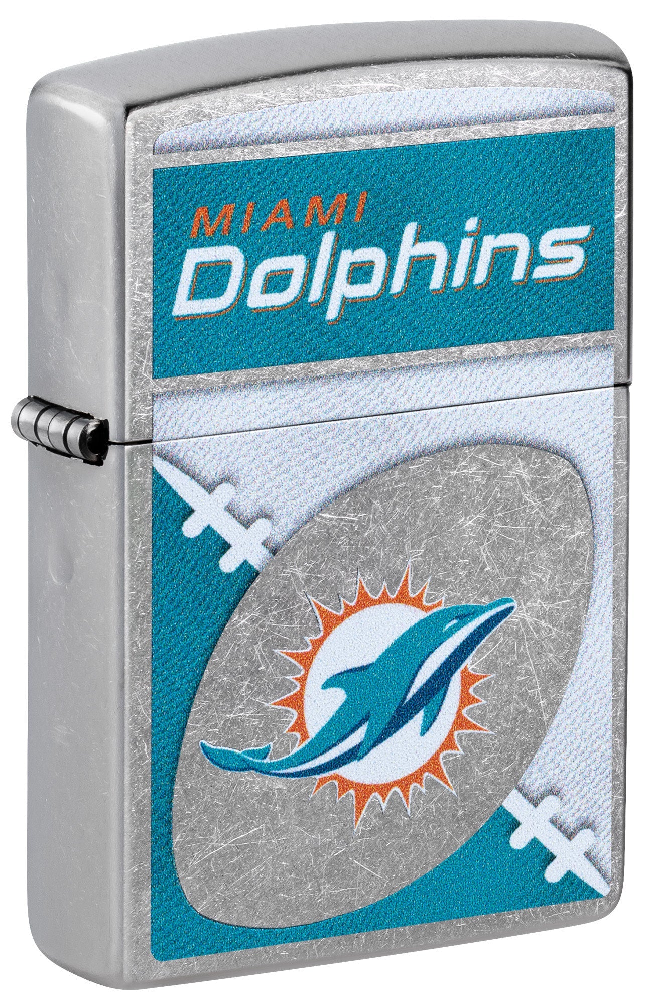 Zippo NFL Miami Dolphins Chrome Logo Design Street Chrome Windproof Lighter
