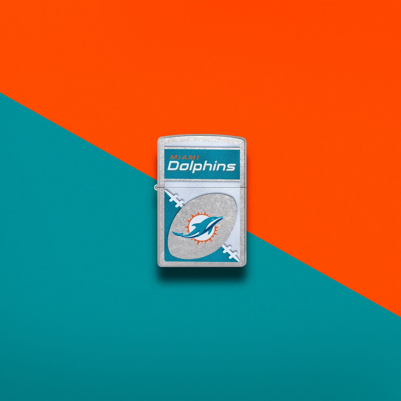 Zippo NFL Miami Dolphins Chrome Logo Design Street Chrome Windproof Lighter