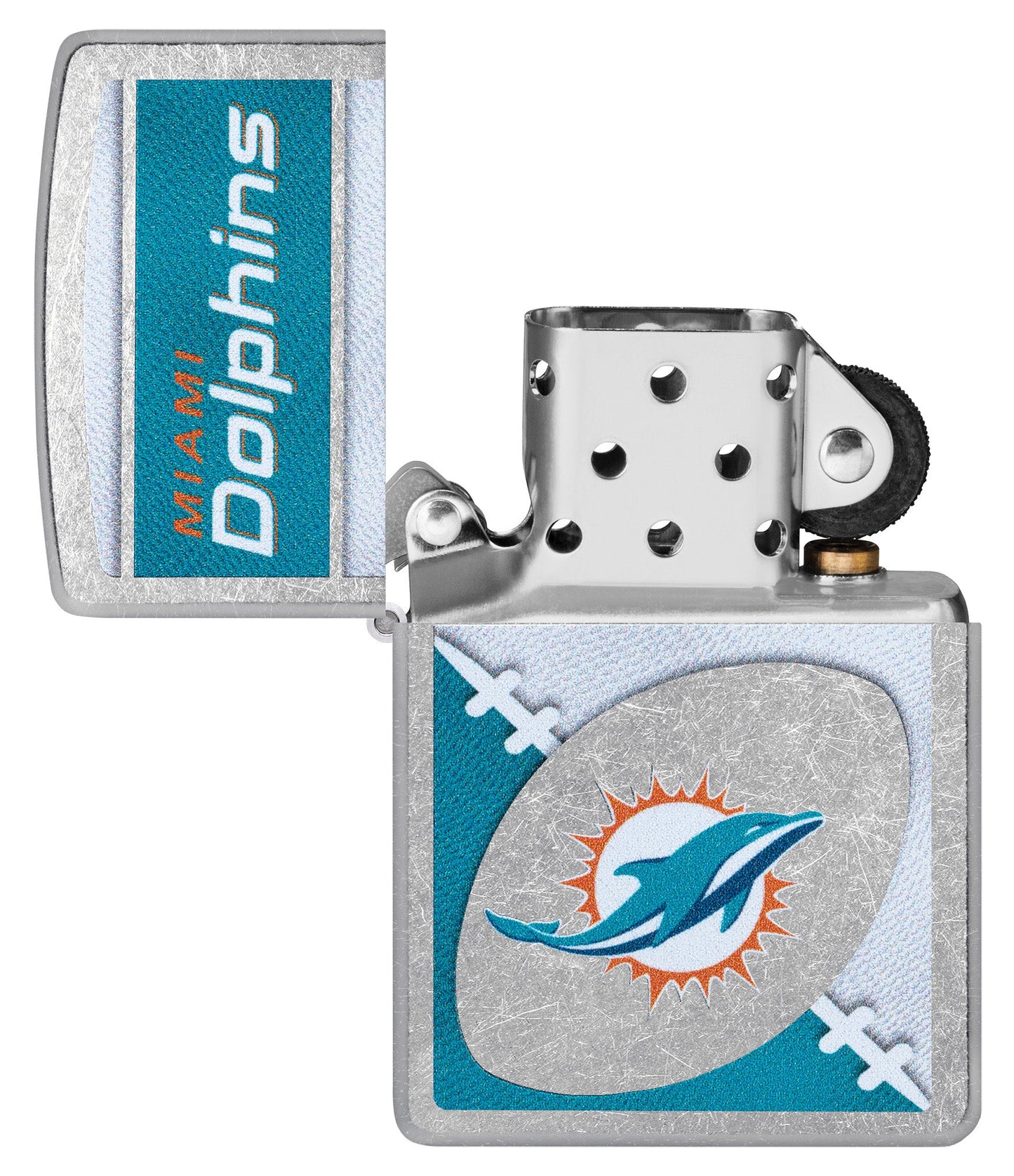 Zippo NFL Miami Dolphins Chrome Logo Design Street Chrome Windproof Lighter